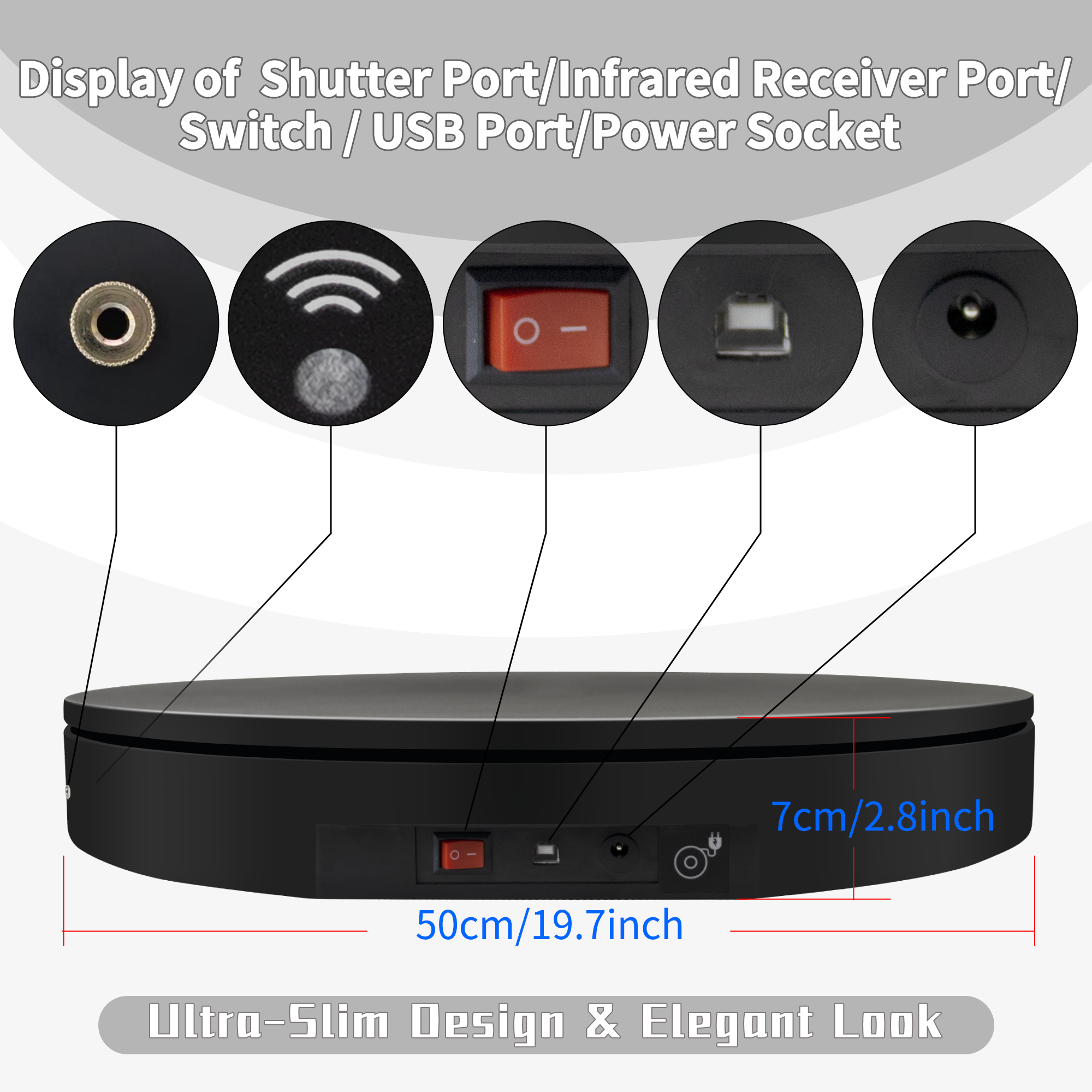 UT500RUWPSL 可编程电动转盘(50cm USB/Wi-Fi 自动快门) - 图片 5